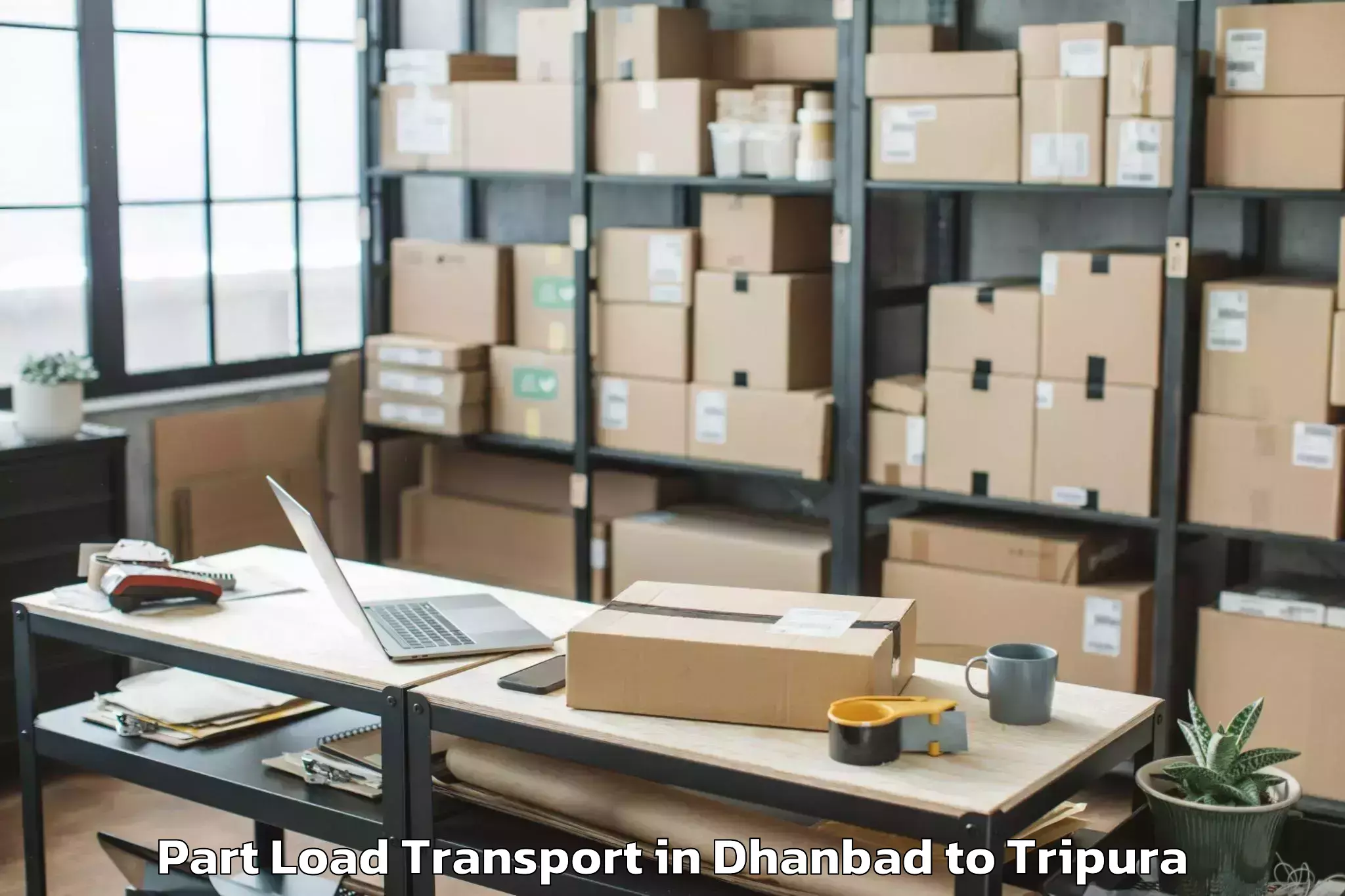 Book Dhanbad to Jampuijala Part Load Transport Online